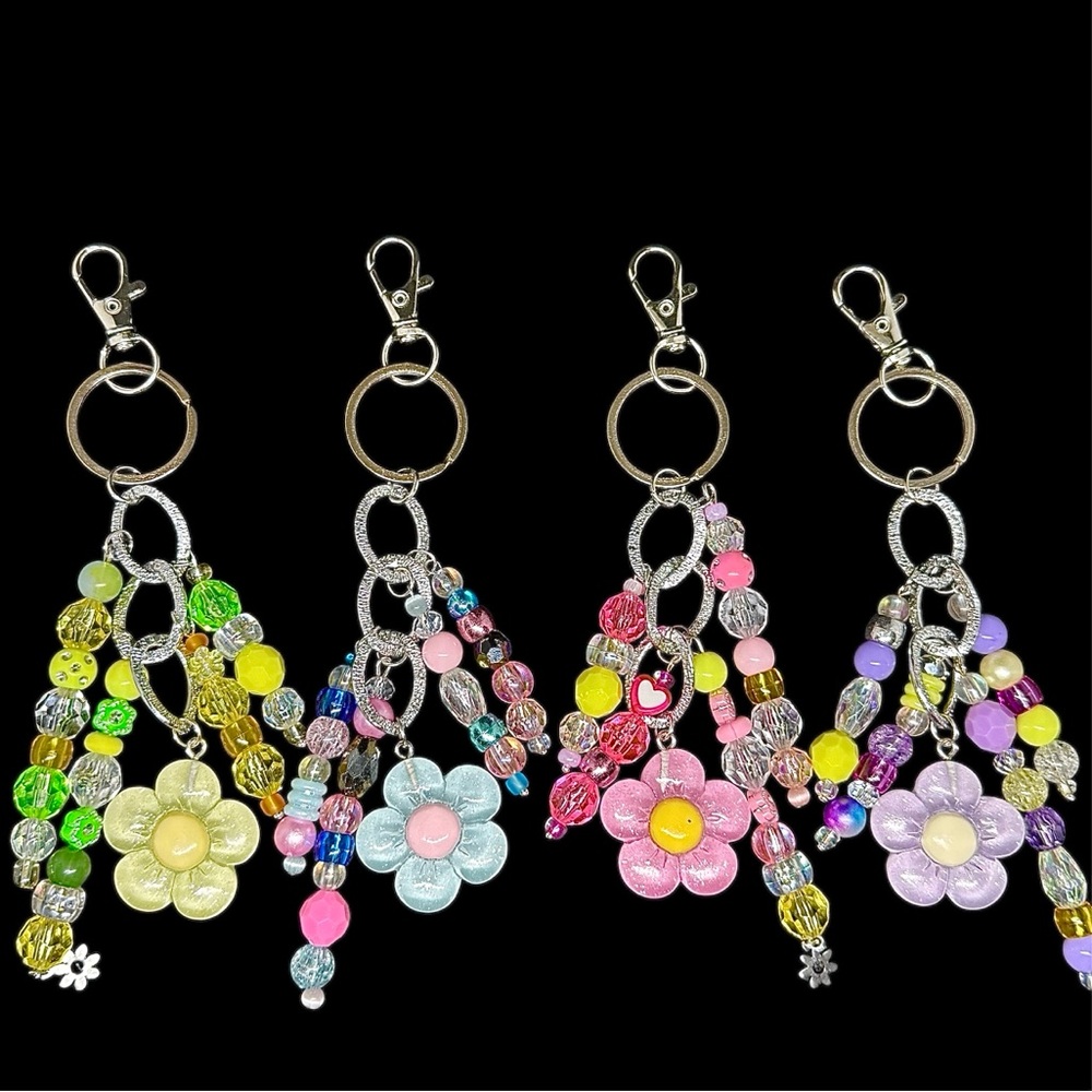 Floral Beaded Key, Card Holders or Purse charms